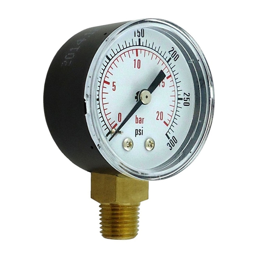Gauge, 2"-Dia. 1/4"MPT RHT Btm-Mnt (300 PSI)