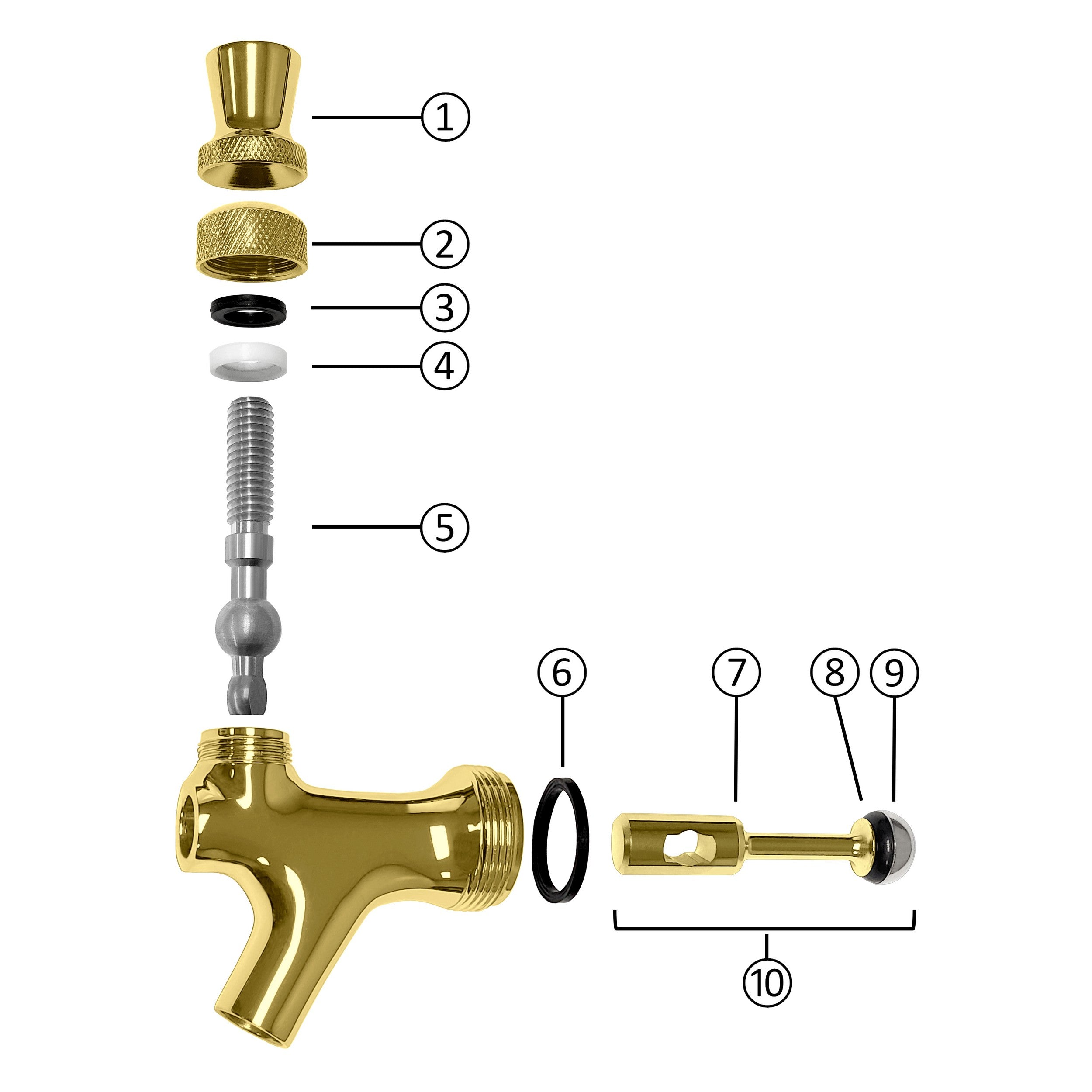 Standard Faucet (304 S/S PVD-Gold - 304 S/S Lever)