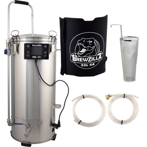 BrewZilla Ultimate Combo Pack | Gen 4.1 BrewZilla All Grain Brewing System | WiFi/Bluetooth/RAPT Enabled | Neoprene Jacket, Hop Spider & Wort Chiller Connection Kit Included | 9.25G | 35L | 110V