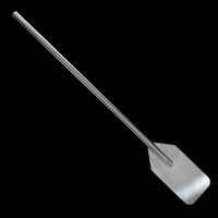 All stainless steel paddle with solid paddle end.    Total length is 36".   Paddle end is 4-3/4" wide x 8" length.   Great for those large mashes
