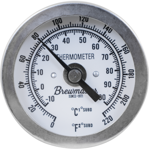 1/2" MPT Dial Thermometer for Kettles - 2 in. Face