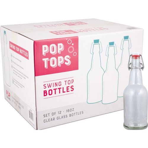 16 OZ Clear Flip-top Bottles 12/case