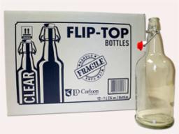 1 LITER CLEAR FLIP-TOP BOTTLES WITH CAPS INCLUDED, 12/CASE