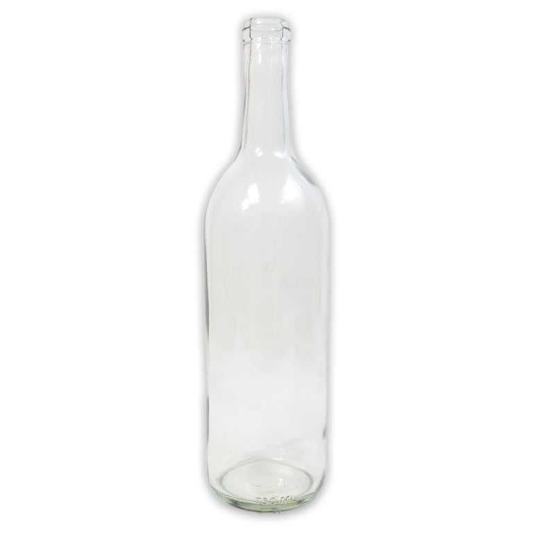 Clear Bordeaux Flat Bottom Wine Bottles, 750ml 12/Case