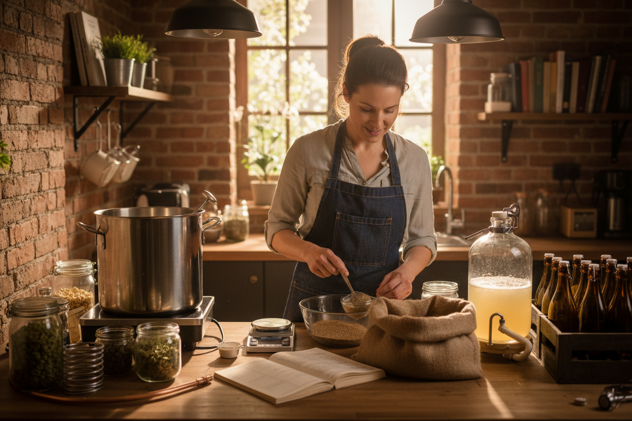 someone learning how to make beer