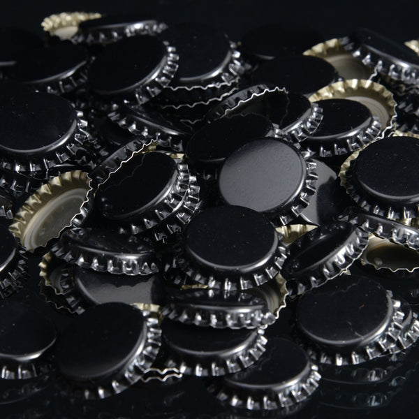 These standard-sized 26.5 mm pry-off crown caps have an attractive black color and a special, oxygen absorbing lining to limit oxidation.