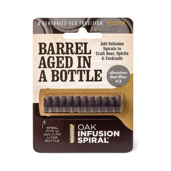 Oak Infusion Bottle Spiral directly to your bottle of wine, beer, spirits, or cider for quick and easy way to infuse your beverage with the rich aroma and flavor compounds of toasted oak.