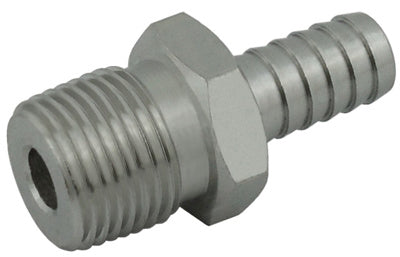 HOSE BARB ADAPTER, 1/4"B X 1/4"MPT (304 S/S)