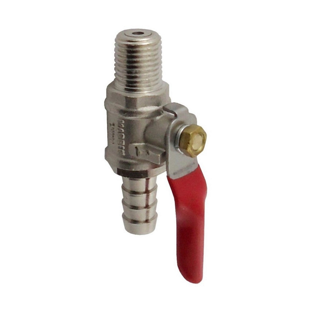 Ball Valve, 1/4 MPT x 3/8″ Barb (w/ Check Valve)