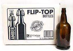1 Liter Amber Flip-top Bottles 12/case