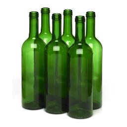 Champagne Green Bordeaux Flat Bottom Wine Bottles, 750ml 12/Case