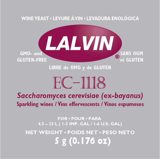 Lalvin EC-1118 Wine Yeast - 5 g packet