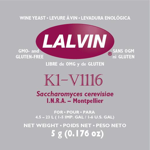 Lalvin ICV K1-V1116 Wine Yeast - 5 g packet
