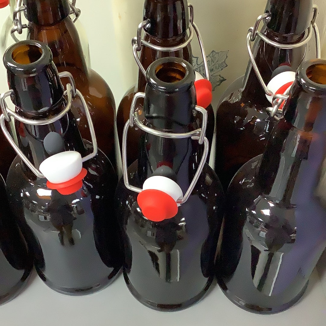 16 OZ Amber Flip-top Bottles - Individual