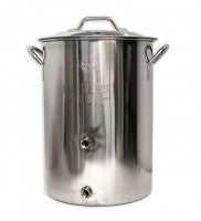 8 Gallon Stainless Steel Pot w/ Lid & 2 Ports